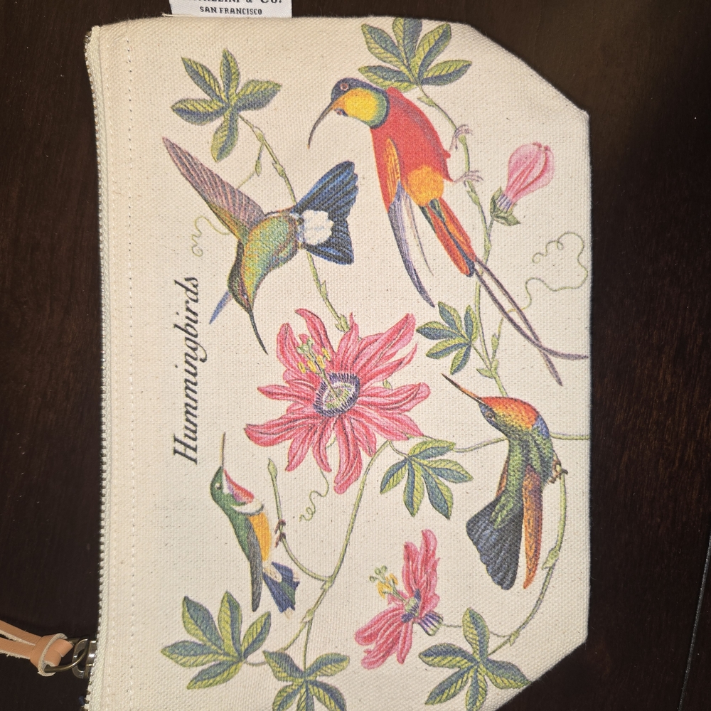 Floral Hummingbird Canvas Pouch- Cavalini
